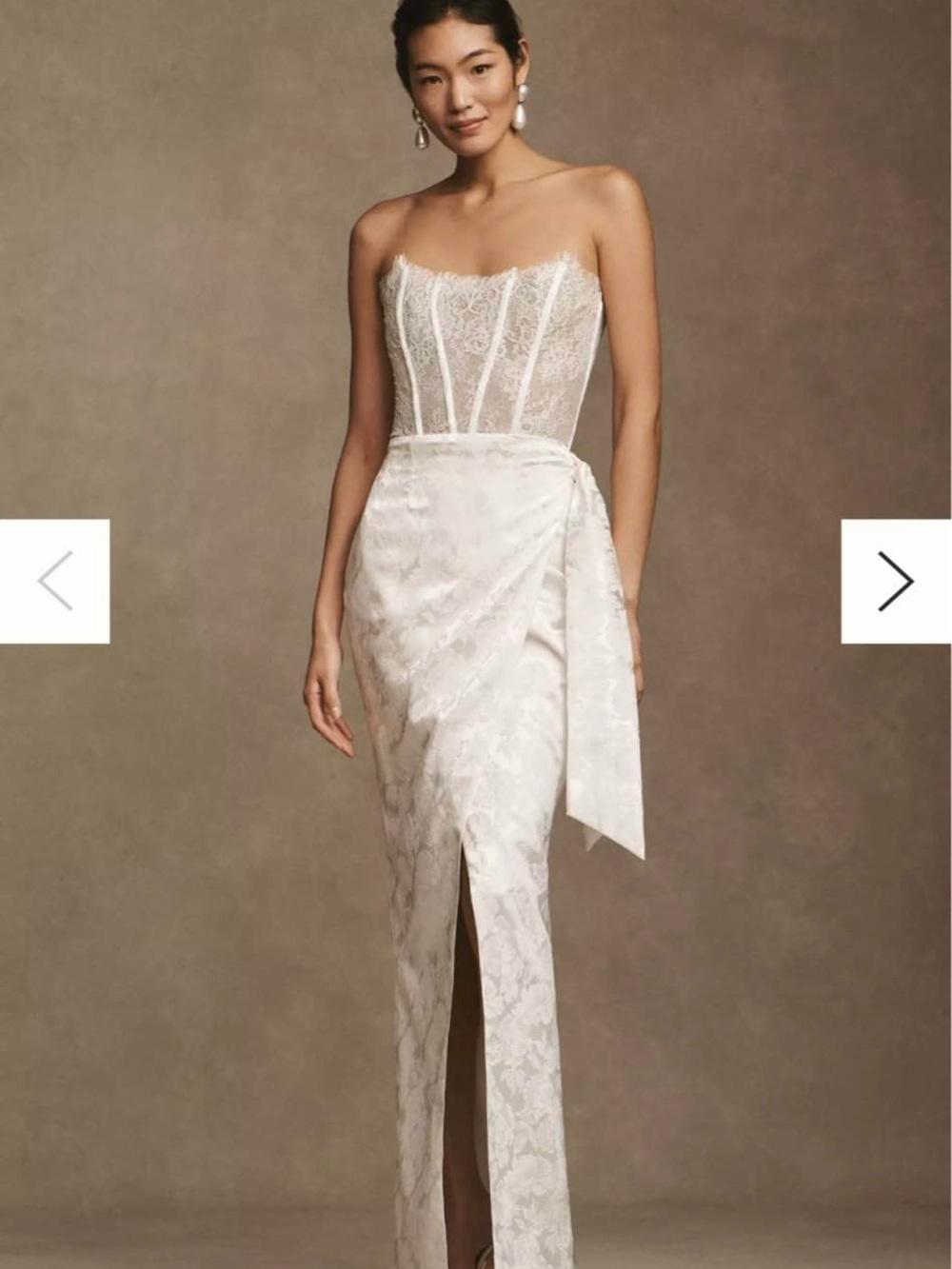 Anthropologie Strapless Lace Bridal Gown in White